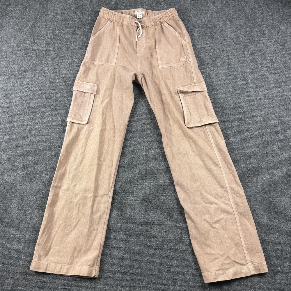 Roxy Girl Cargo Pants Girls 14 Beige Precious Cargo‎ RG Twill Drawstring Waist